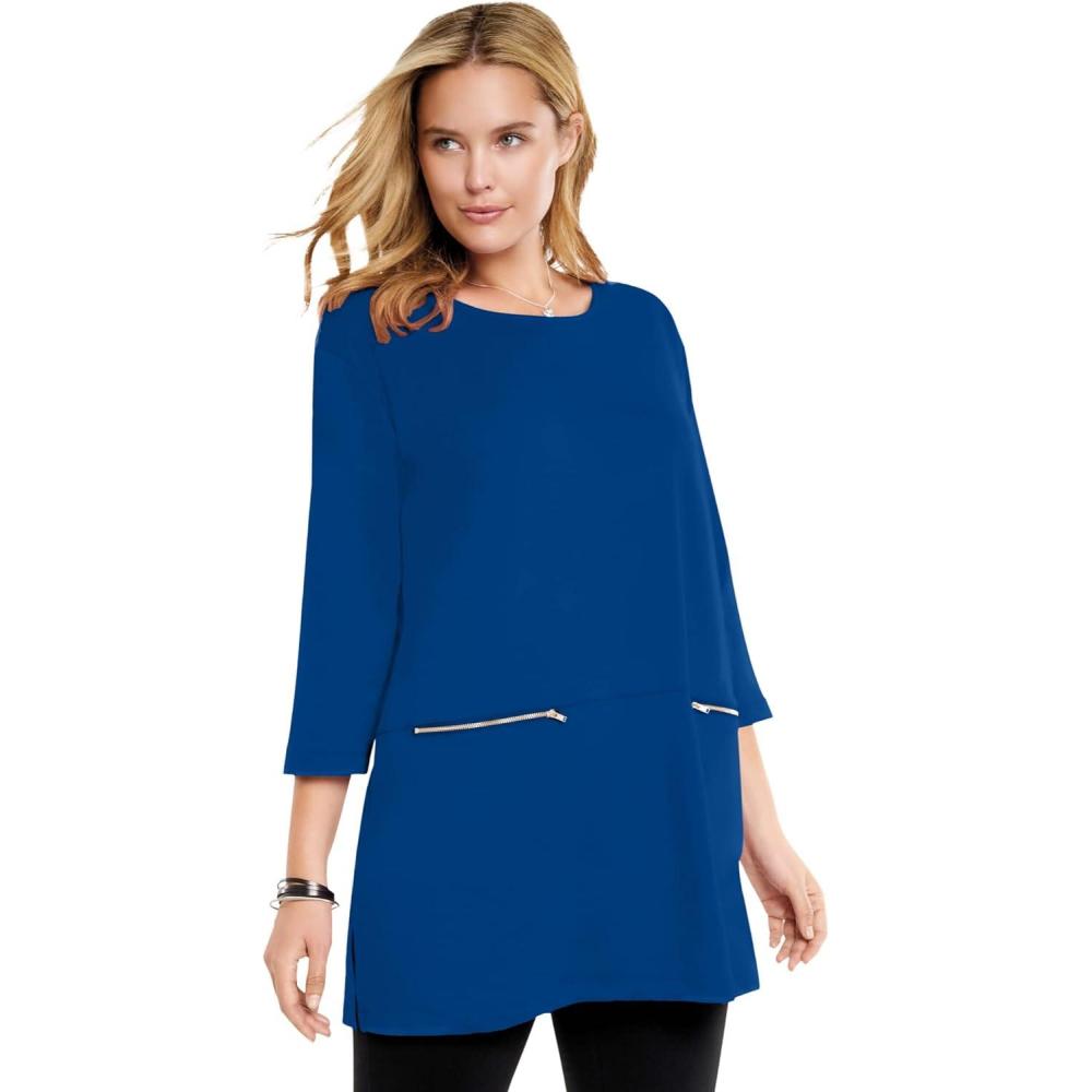 image:imageWoman Within Plus Size Zipper Pocket TunicUltra Blue