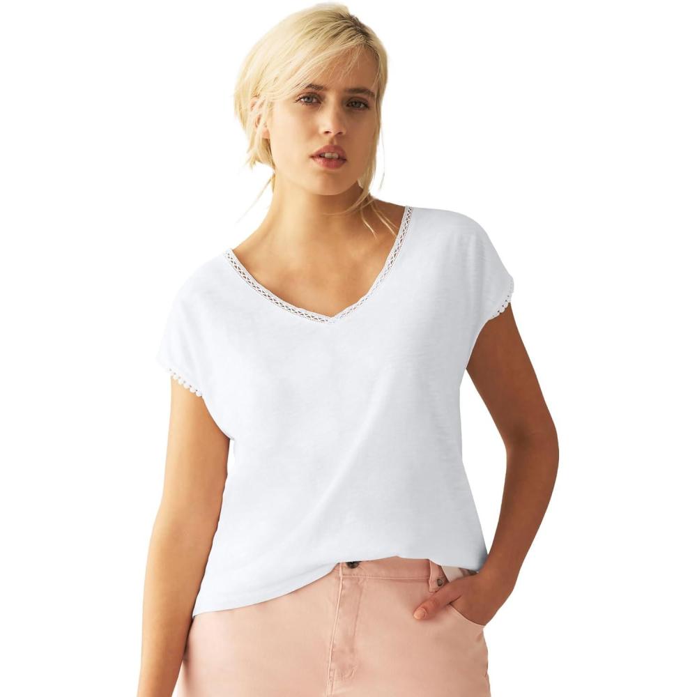 image:imageellos Plus Size Crochet Trim TeeWhite