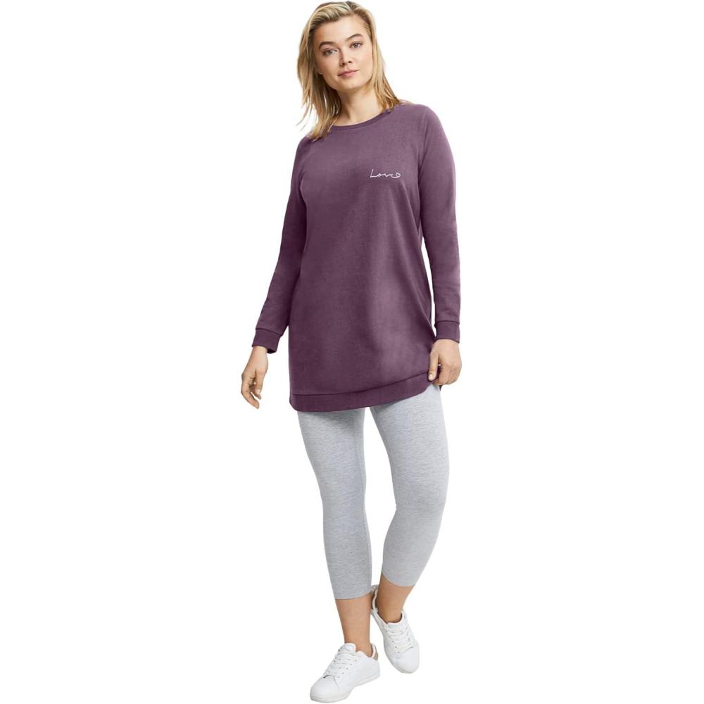 image:imageellos Plus Size French Terry Love Tunic SweatshirtDusty Purple