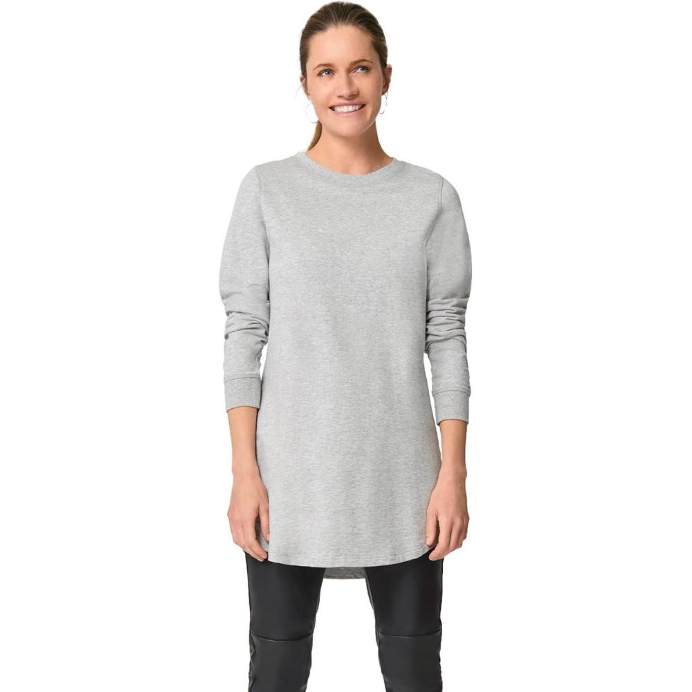 image:imageellos Plus Size French Terry Sweatshirt Tunic With Shirttail HemHeather Grey