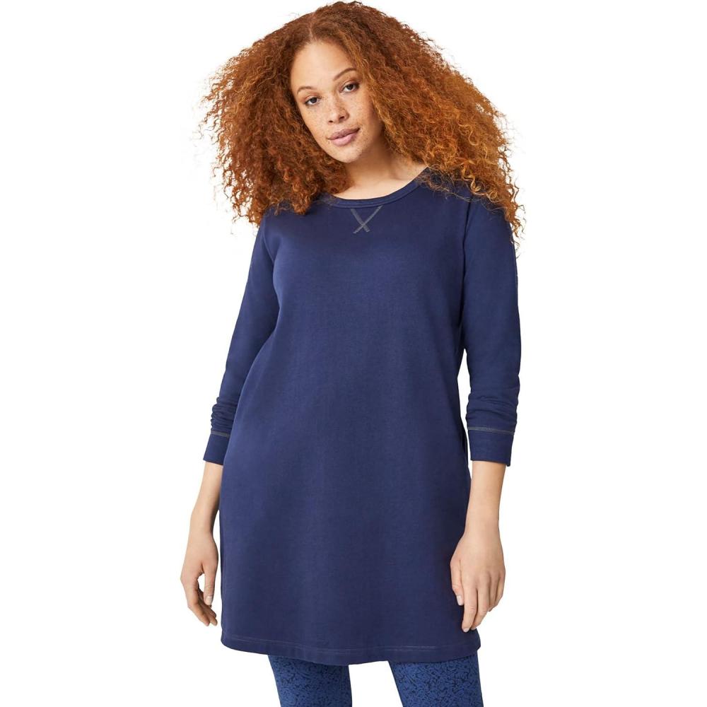 image:imageellos Plus Size French Terry Tunic DressNavy