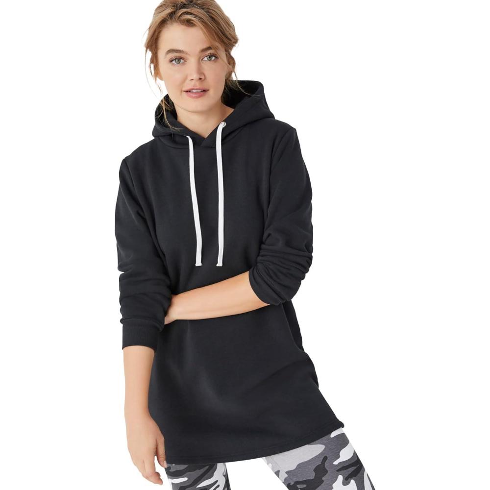image:imageellos Plus Size Hooded Sweatshirt TunicBlack
