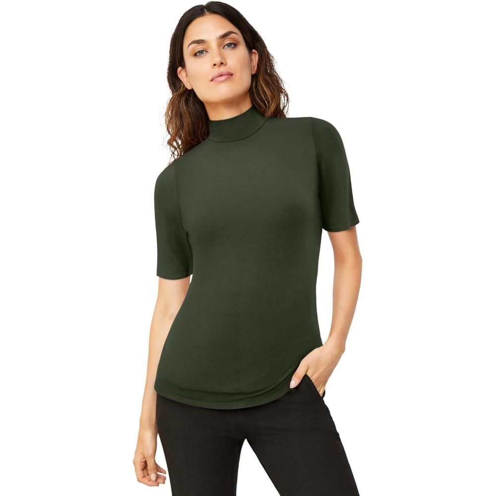 image:imageellos Plus Size Mock Neck TeeDeep Olive