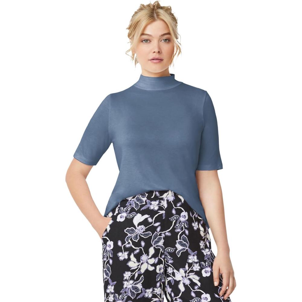 image:imageellos Plus Size Mock Neck TeeVintage Blue