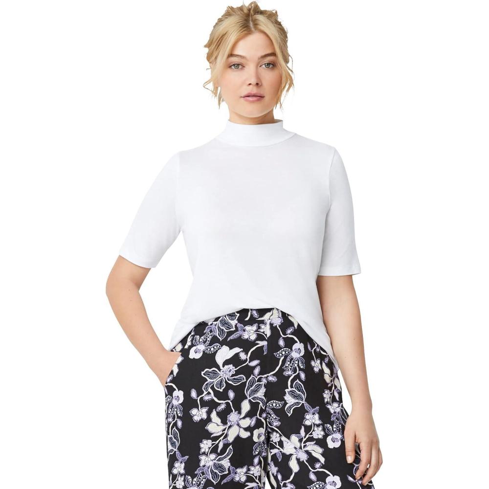 image:imageellos Plus Size Mock Neck TeeWhite
