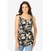 Woman Within Plus Size 2-Piece Shirt and Tank(Black Khaki Watercolor Flower)