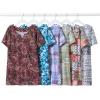 Woman Within Plus Size 7-Day Notch-Neck Tunic(Black Diagonal Floral)