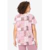 Woman Within Plus Size 7-Day Notch-Neck Tunic(Dusty Pink Geo Patchwork)