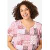 Woman Within Plus Size 7-Day Notch-Neck Tunic(Dusty Pink Geo Patchwork)