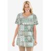Woman Within Plus Size 7-Day Notch-Neck Tunic(Navy Diagonal Floral)