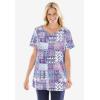 Woman Within Plus Size 7-Day Notch-Neck Tunic(Navy Geo Patchwork)