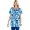 Woman Within Plus Size 7-Day Notch-Neck Tunic(Olive Green Geo Patchwork)