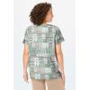 Woman Within Plus Size 7-Day Notch-Neck Tunic(Olive Green Geo Patchwork)
