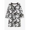 Woman Within Plus Size 7-Day Three-Quarter Sleeve Grommet Notch Tunic(Navy Rasberry Watercolor Floral)