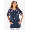 Woman Within Plus Size Americana Kangaroo Pocket Tee(White Heartland Hearts)