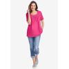 Woman Within Plus Size Crochet-Trim Knit Top(Pretty Turquoise)