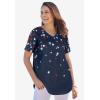 Woman Within Plus Size Cuffed Americana Print Tee(Navy Tie Dye Heart)