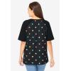 Woman Within Plus Size Elbow Sleeve V-Neck Baseball Tee(Heather Grey Ditsy)