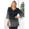 Woman Within Plus Size Embellished Pleated Blouse(Black Lilac Floral)