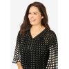 Woman Within Plus Size Embellished Pleated Blouse(Black Linear Gradient Dot)