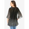 Woman Within Plus Size Embellished Pleated Blouse(Black Linear Gradient Dot)