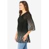 Woman Within Plus Size Embellished Pleated Blouse(Black Linear Gradient Dot)