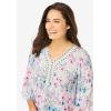 Woman Within Plus Size Embellished Pleated Blouse(Pearl Grey Orchid)