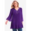 Woman Within Plus Size Embellished Pleated Blouse(Radiant Purple)