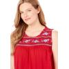 Woman Within Plus Size Embroidered Crewneck Tank(Pretty Jade Embroidery)