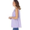 Woman Within Plus Size Embroidered Crewneck Tank(Soft Iris Embroidery)
