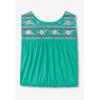 Woman Within Plus Size Embroidered Crewneck Tank(White Embroidery)