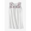 Woman Within Plus Size Embroidered Crewneck Tank(White Embroidery)