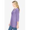 Woman Within Plus Size Embroidered Crinkle Tunic(Soft Iris Rose Embroidery)