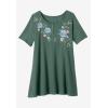 Woman Within Plus Size Embroidered Thermal Tunic(Pine Blooming Embroidery)