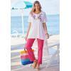 Woman Within Plus Size Embroidered Thermal Tunic(White Blooming Embroidery)