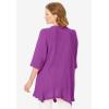 Woman Within Plus Size Handkerchief Hem Henley Tunic(Purple Magenta)
