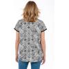 Woman Within Plus Size Knit Henley Tunic(Black Tile Patchwork)
