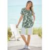 Woman Within Plus Size Knit Henley Tunic(Seamist Blue Tile Patchwork)
