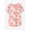 Woman Within Plus Size Notch-Neck Pocket Tee(Black Floral)