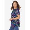 Woman Within Plus Size Notch-Neck Pocket Tee(Navy Multi Floral)