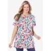 Woman Within Plus Size Perfect Printed Crewneck Tunic(Azure Butterfly Bloom)
