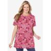 Woman Within Plus Size Perfect Printed Crewneck Tunic(Azure Butterfly Bloom)