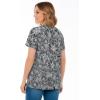 Woman Within Plus Size Perfect Printed Crewneck Tunic(Black Sketch Floral)