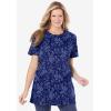 Woman Within Plus Size Perfect Printed Crewneck Tunic(Evening Blue Paisley)