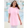 Woman Within Plus Size Perfect Printed Crewneck Tunic(Geranium Tie Dye Hearts)