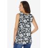 Woman Within Plus Size Perfect Printed Scoopneck Tank(Black Batik Hibiscus)
