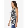 Woman Within Plus Size Perfect Printed Scoopneck Tank(Black Batik Hibiscus)