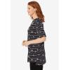 Woman Within Plus Size Perfect Printed Short-Sleeve Boatneck Tunic(Black Multi Floral)