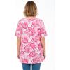 Woman Within Plus Size Perfect Printed Short-Sleeve Boatneck Tunic(Raspberry Palm Leaves)
