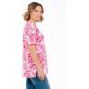 Woman Within Plus Size Perfect Printed Short-Sleeve Boatneck Tunic(Raspberry Palm Leaves)